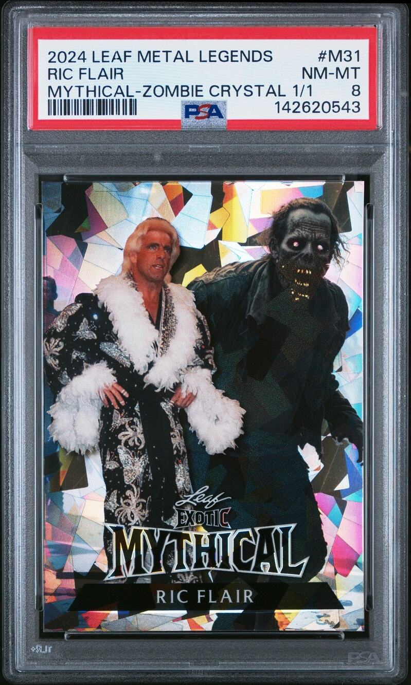 2024 Leaf Metal Legends Mythical Ric Flair Mythical-Zombie Crystal 1/1 PSA 8